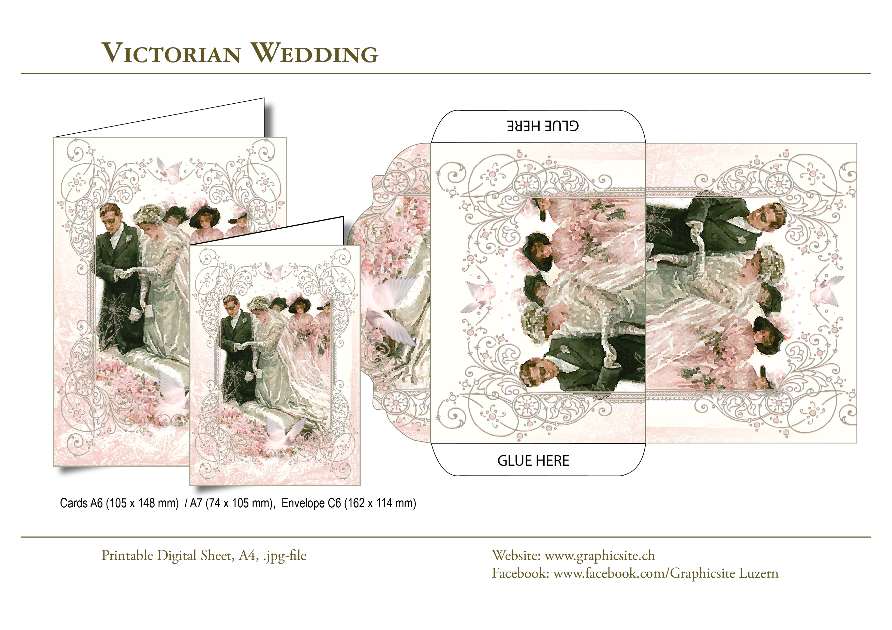Printable Digital Sheet - DIN A-Formats - Victorian Wedding